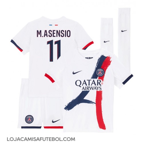 Camisa de Futebol Paris Saint-Germain Marco Asensio #11 Equipamento Secundário Infantil 2024-25 Manga Curta (+ Calças curtas)